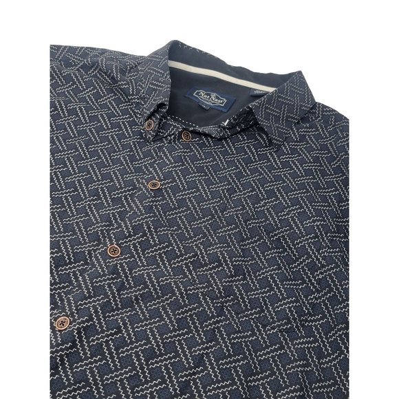 Nat Nast Button Front Shirt Size XL Short‎ Sleeve Silk Blend Blue - Picture 1 of 6